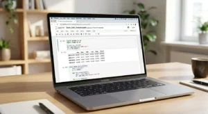 laptop showing Python code in a Jupyter notebook