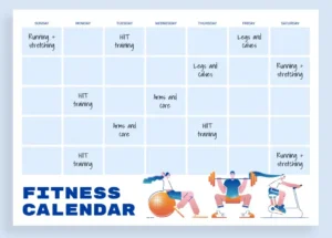 calendar marked with a 30 day home workout plan schedule