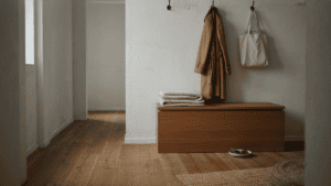 small apartment organization entryway storage bench example